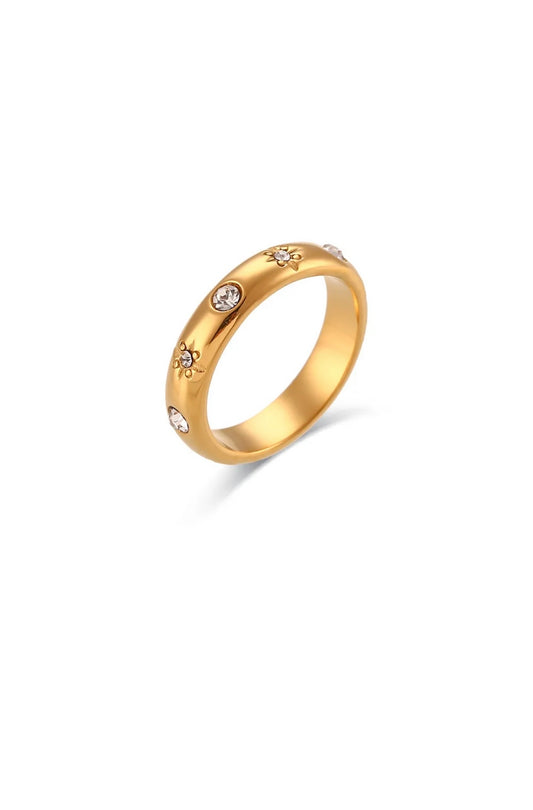 Anillo de compromiso  de mujer  acero inoxidable chapado en oro 18 k