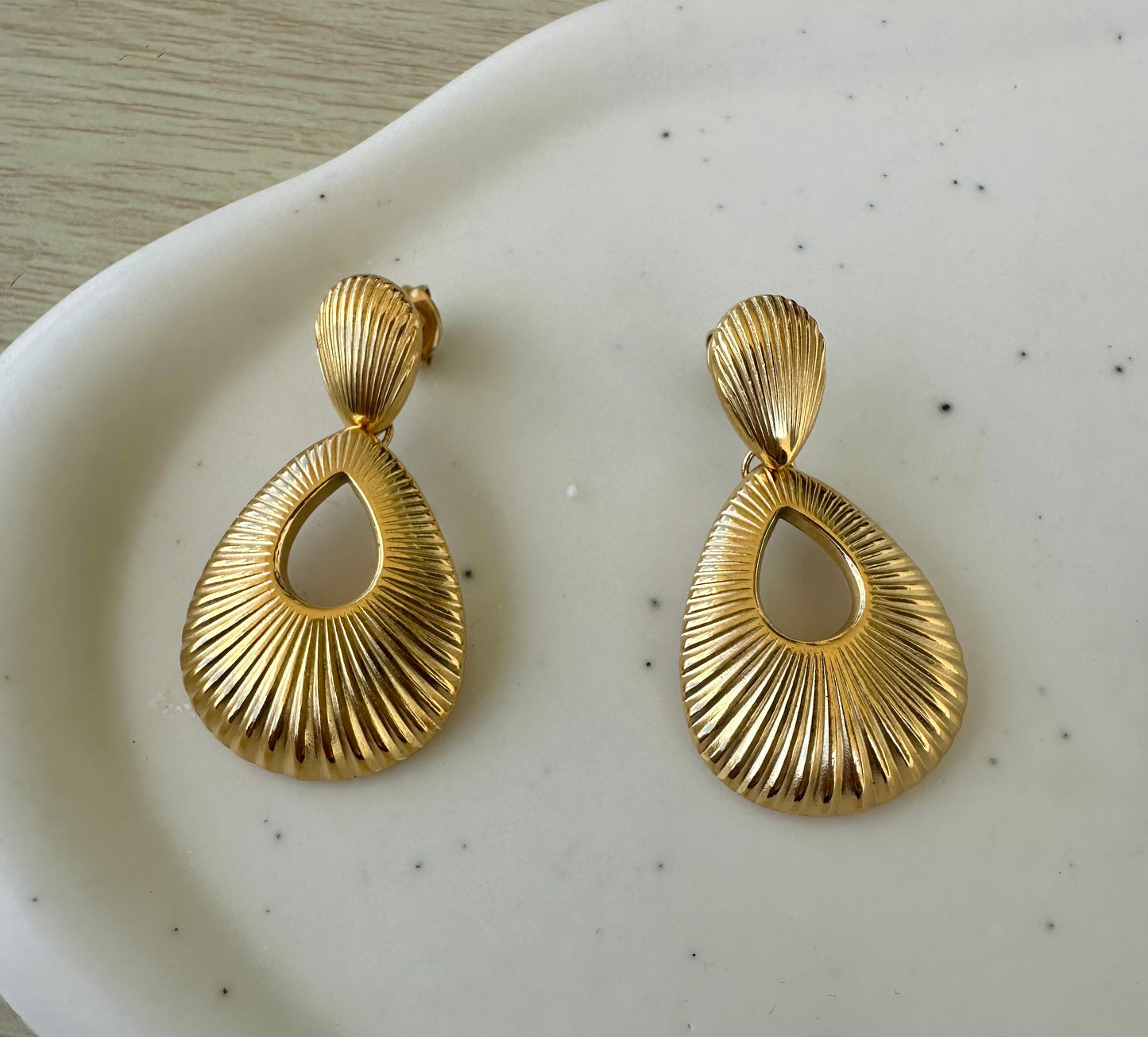 Vintage 18k gold plated stainless steel earrings