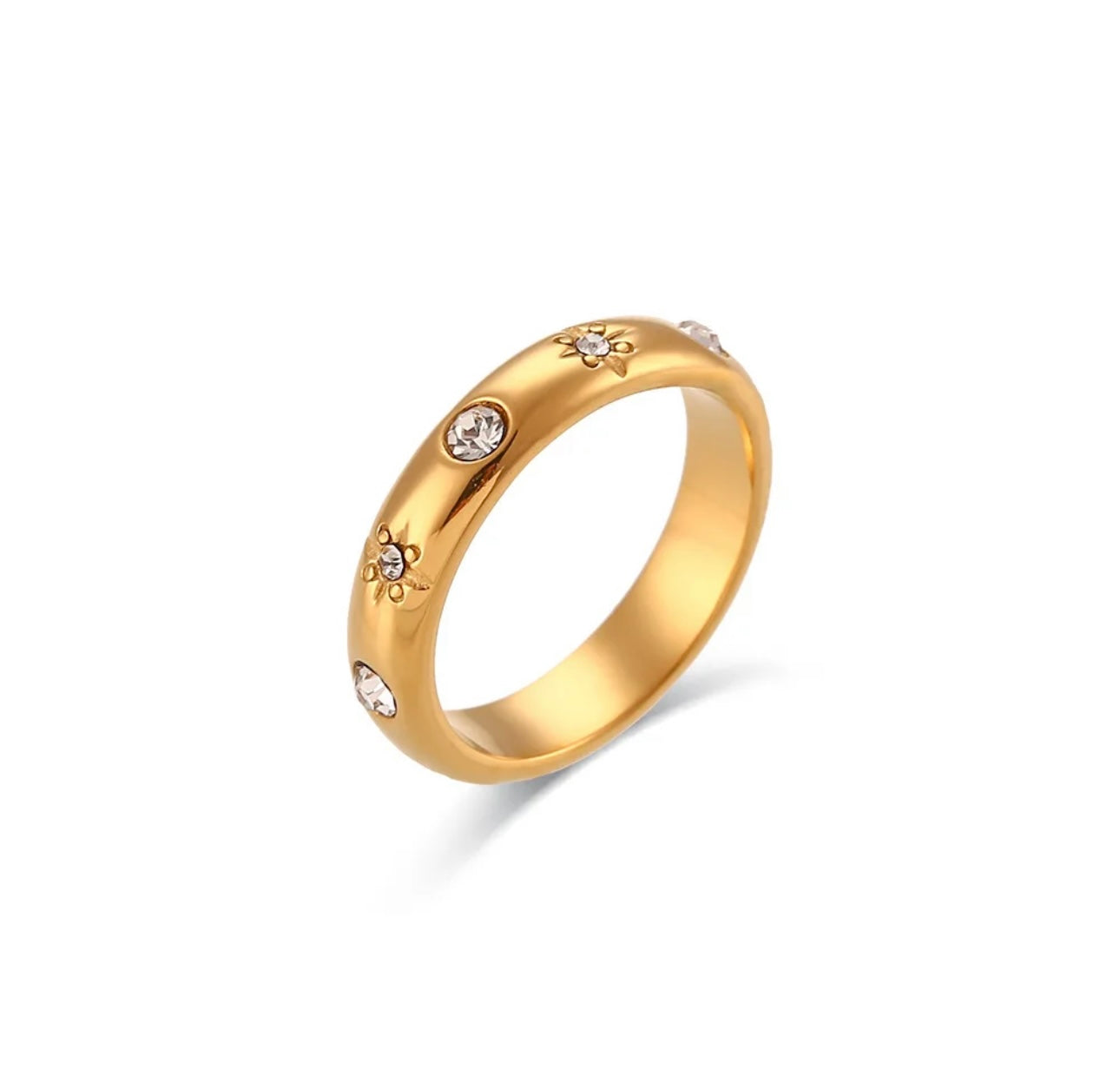 Anillo de compromiso  de mujer  acero inoxidable chapado en oro 18 k