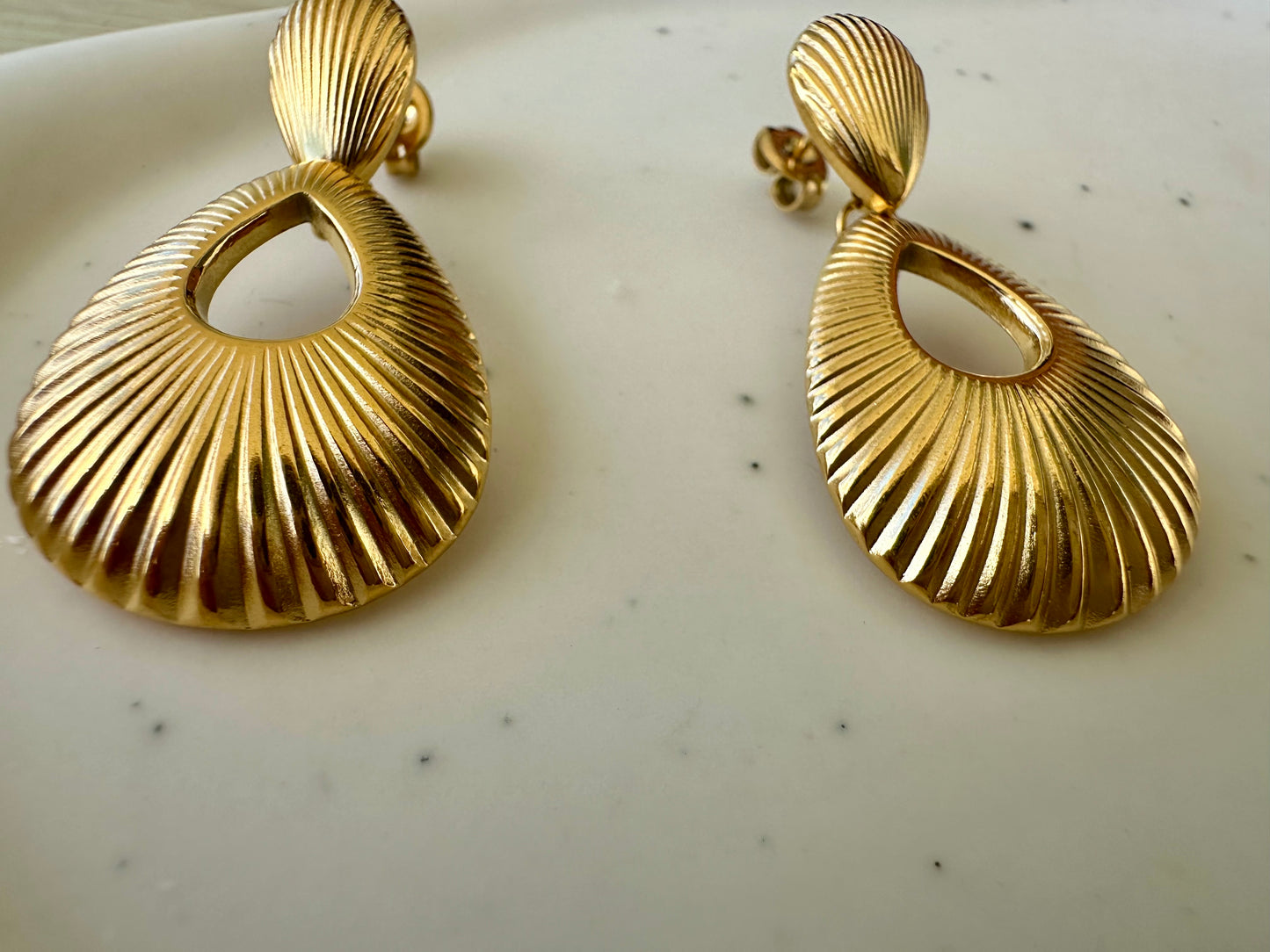 Vintage 18k gold plated stainless steel earrings