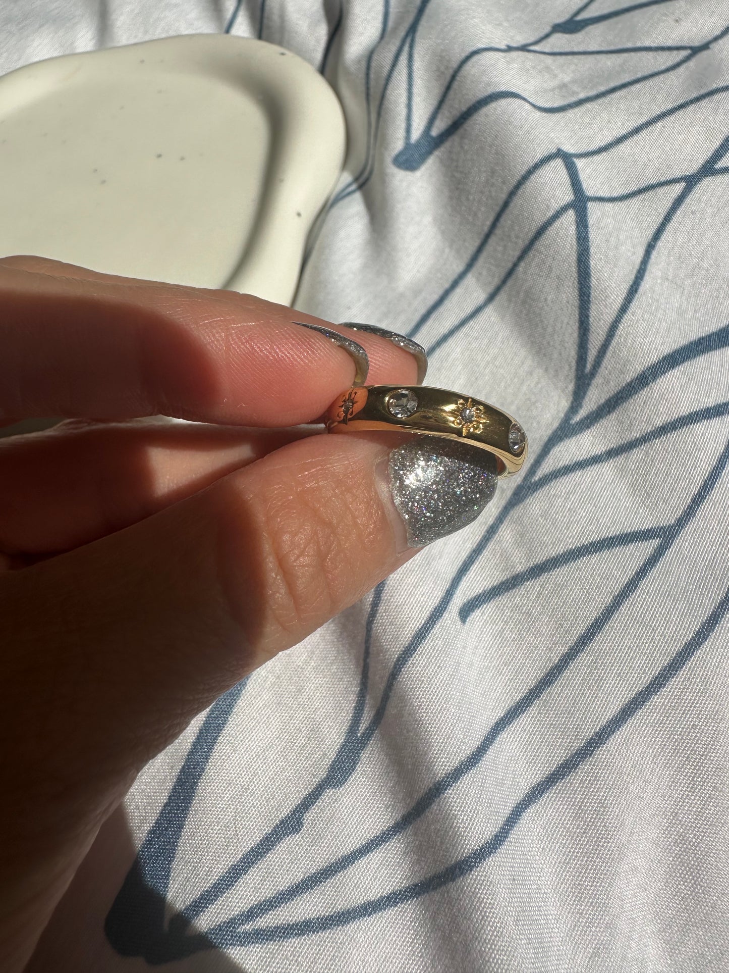 Anillo de compromiso  de mujer  acero inoxidable chapado en oro 18 k