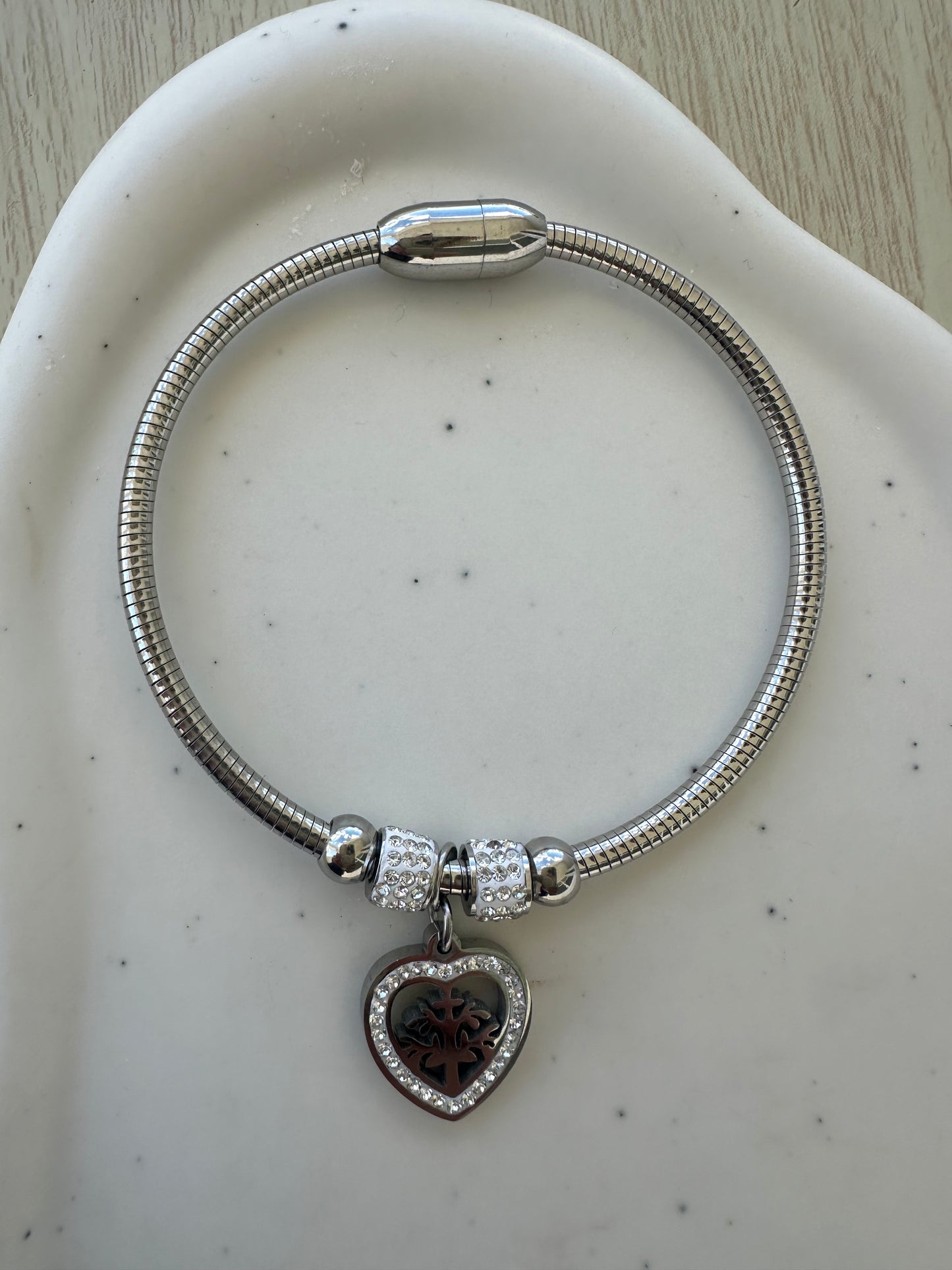 Bilelik stainless steel bracelet with heart and zirconia charm