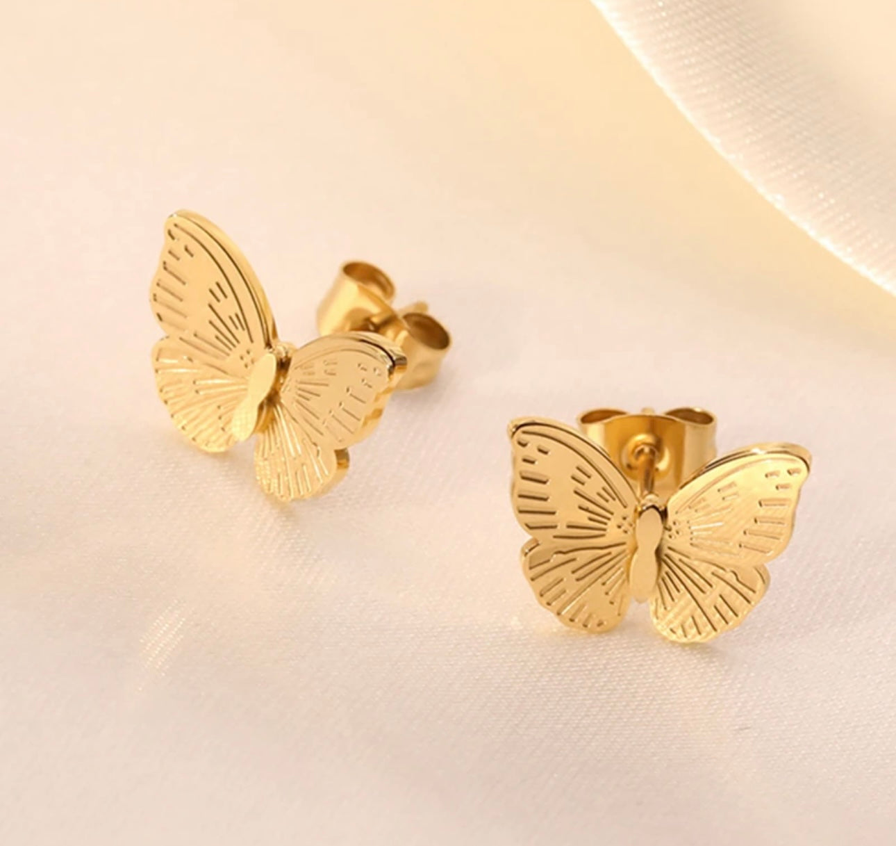 3 Piece Set: 18K Gold Plated Butterfly Earrings, Ring and Necklace