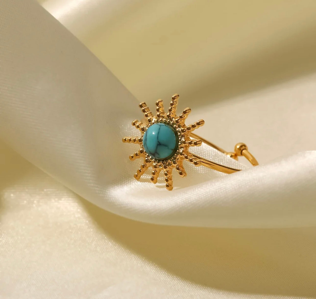 18K gold plated sun shaped ring