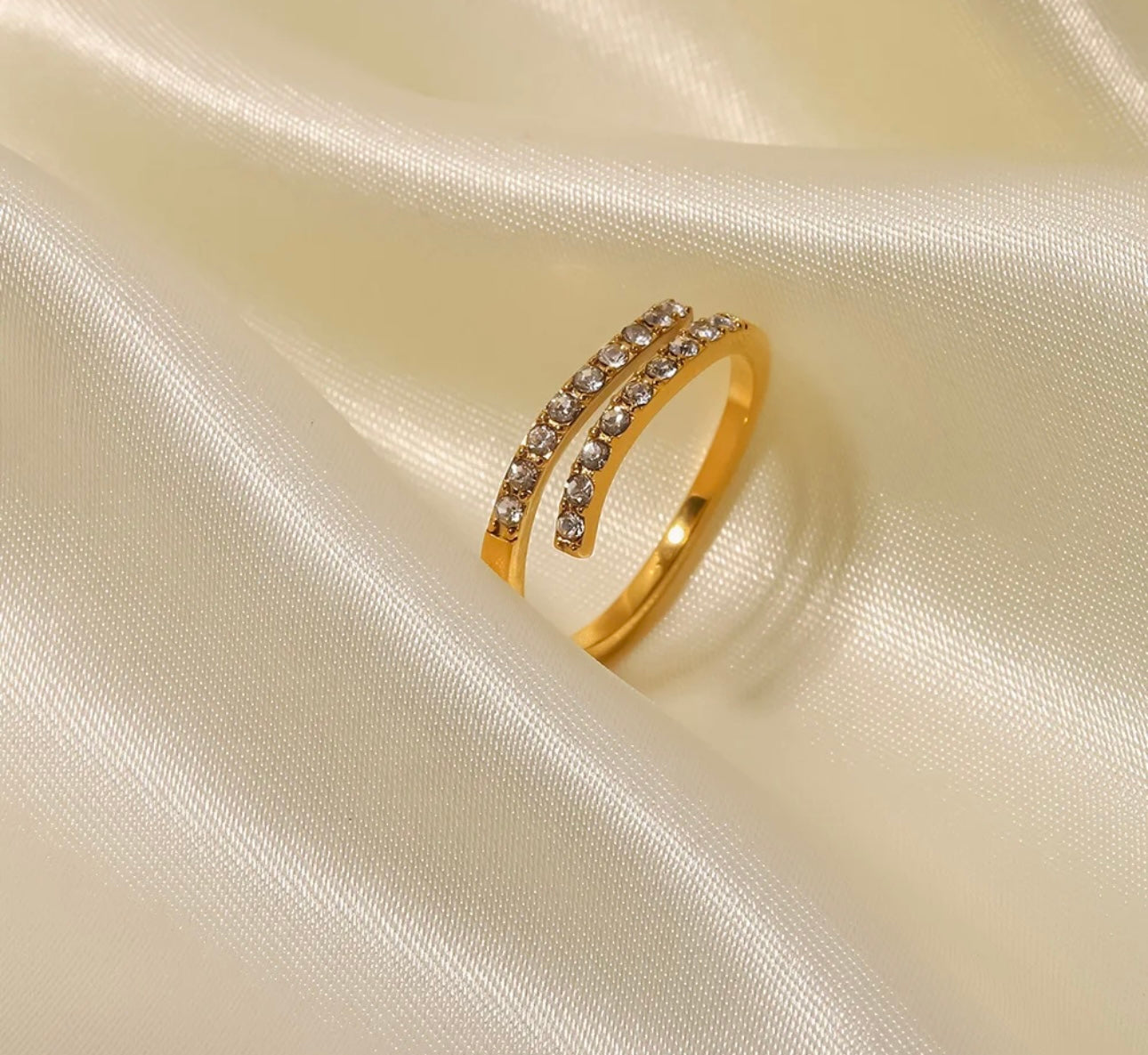 18K gold plated zircon inlaid ring