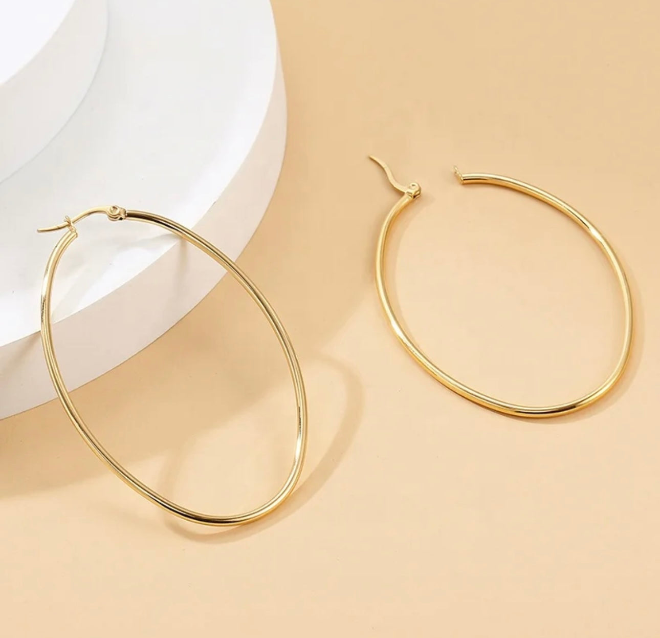 18K Gold Plated Stainless Steel Hoop Earrings