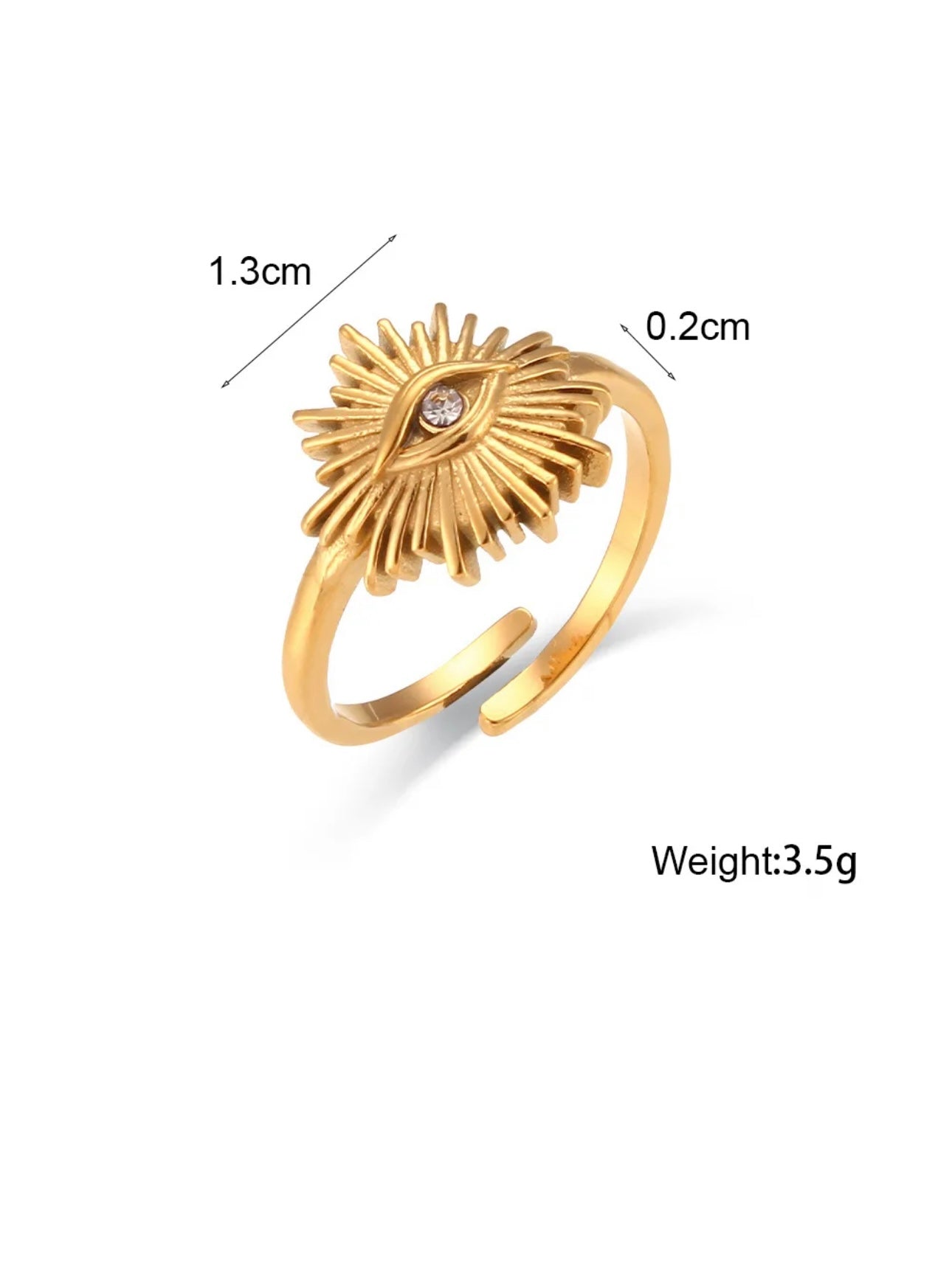 Ring, ajustable, 18k gold plated