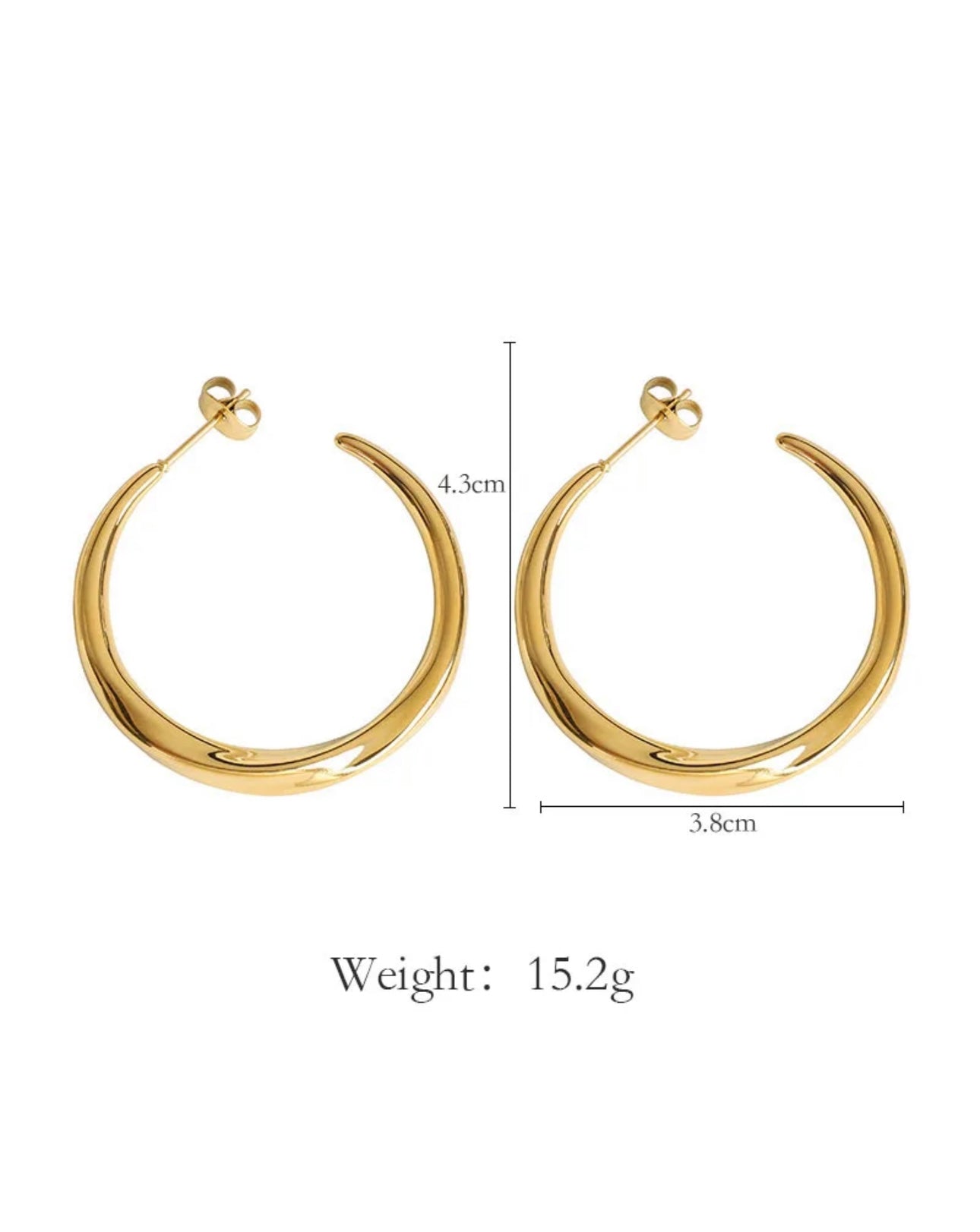 18 K earrings, PVD gold plating