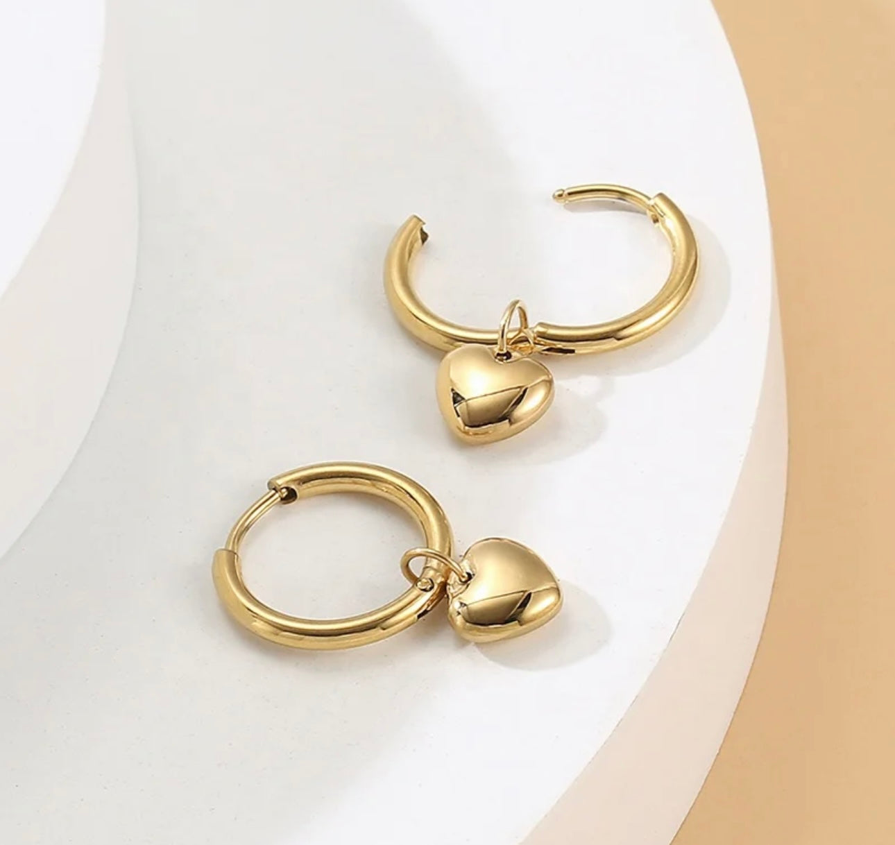 18k gold plated heart earrings