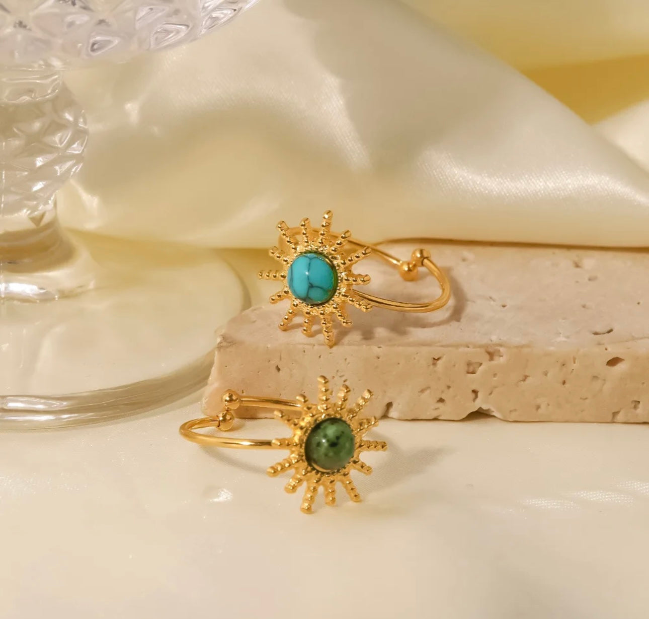 18K gold plated sun shaped ring