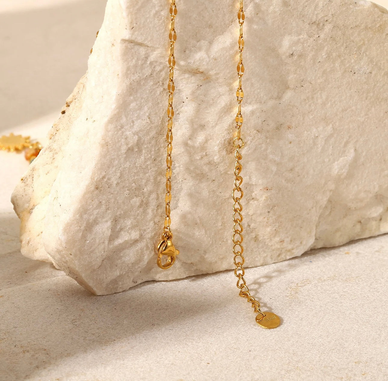 Natural stone necklace, 18K real gold plated