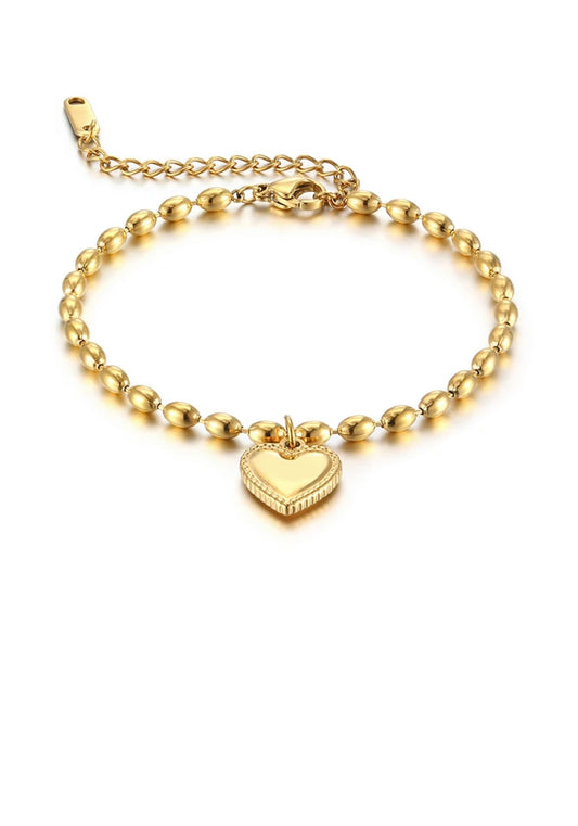 18K Gold Plated Heart Charm Bracelet