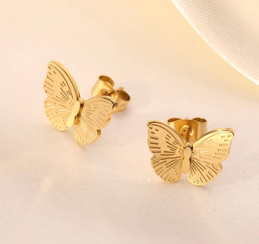 Butterfly earrings, 18K gold plated