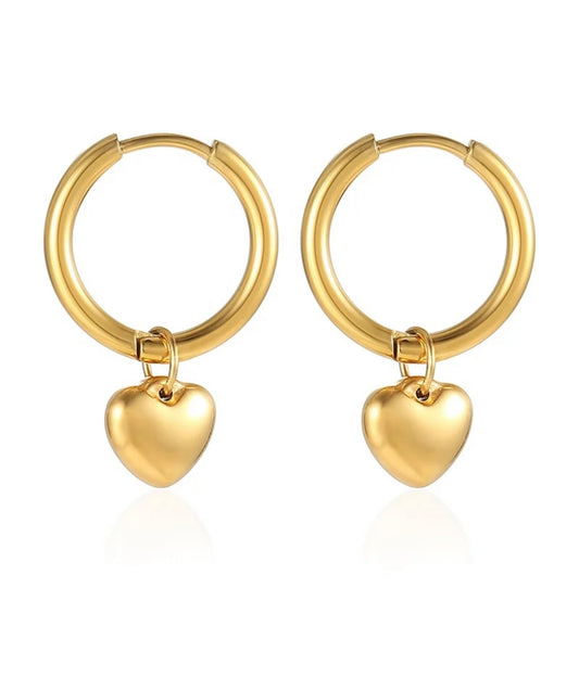 18k gold plated heart earrings