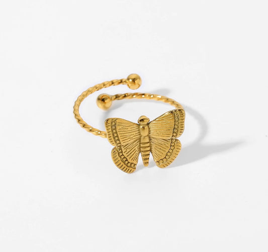 18K Gold Plated Adjustable Butterfly Ring