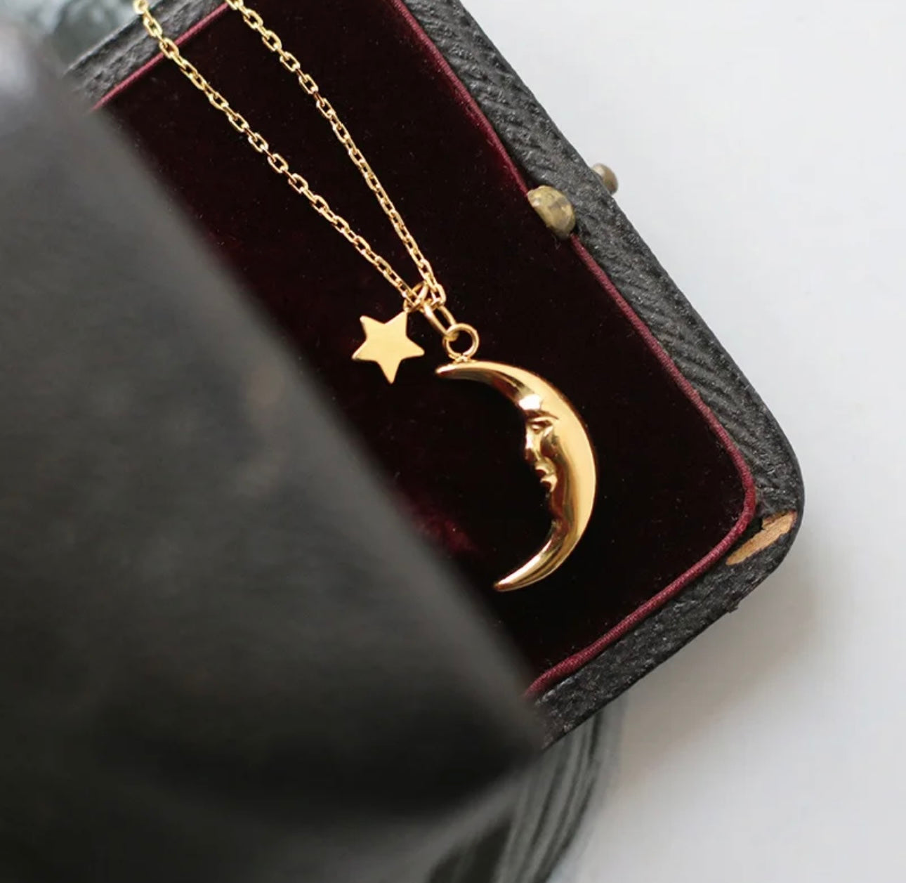 18K Real Gold Plated Star and Moon Pendant