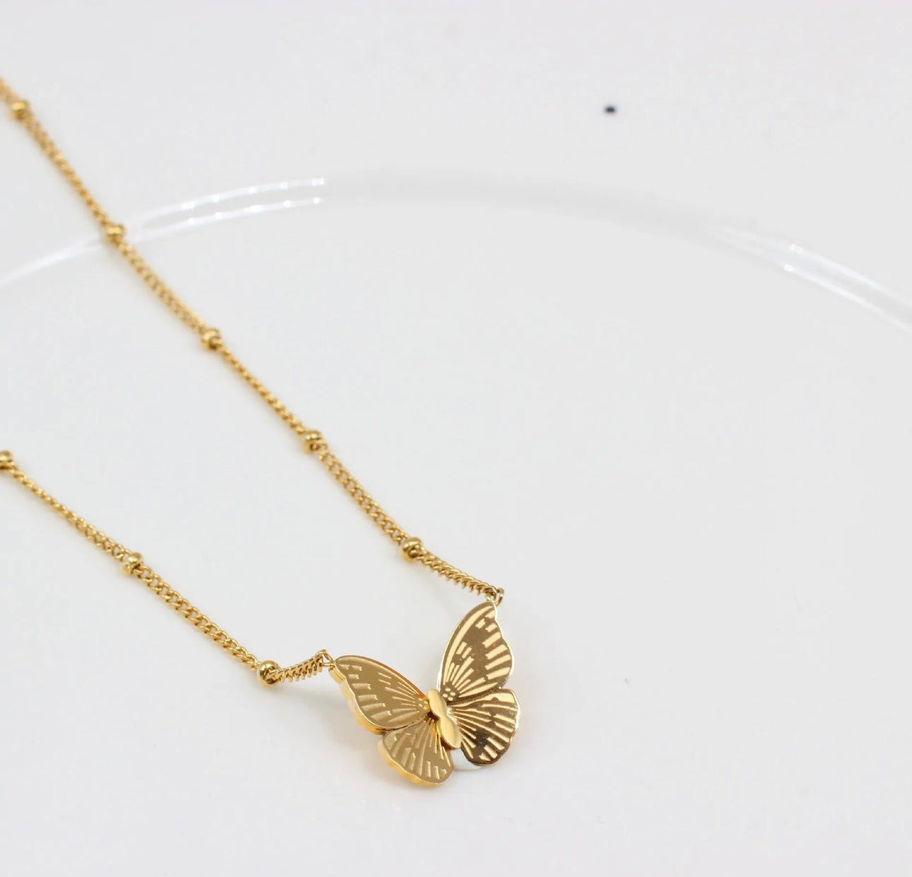 3 Piece Set: 18K Gold Plated Butterfly Earrings, Ring and Necklace