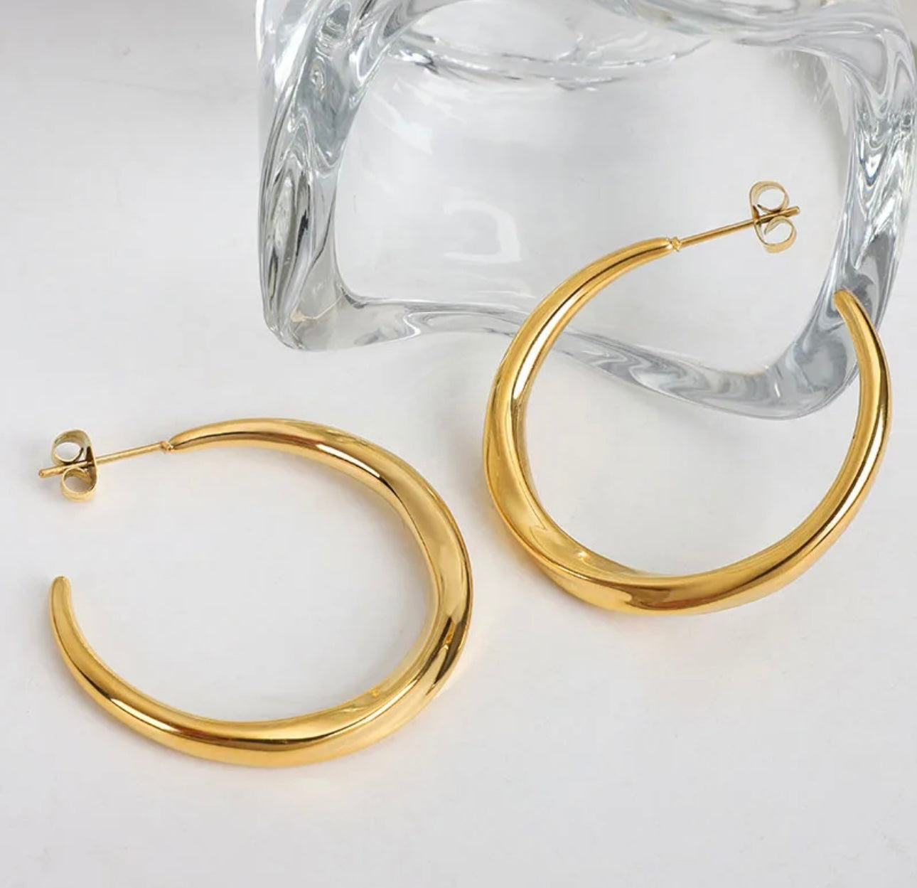 18 K earrings, PVD gold plating