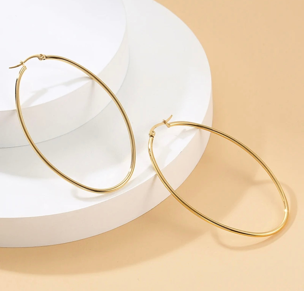 18K Gold Plated Stainless Steel Hoop Earrings