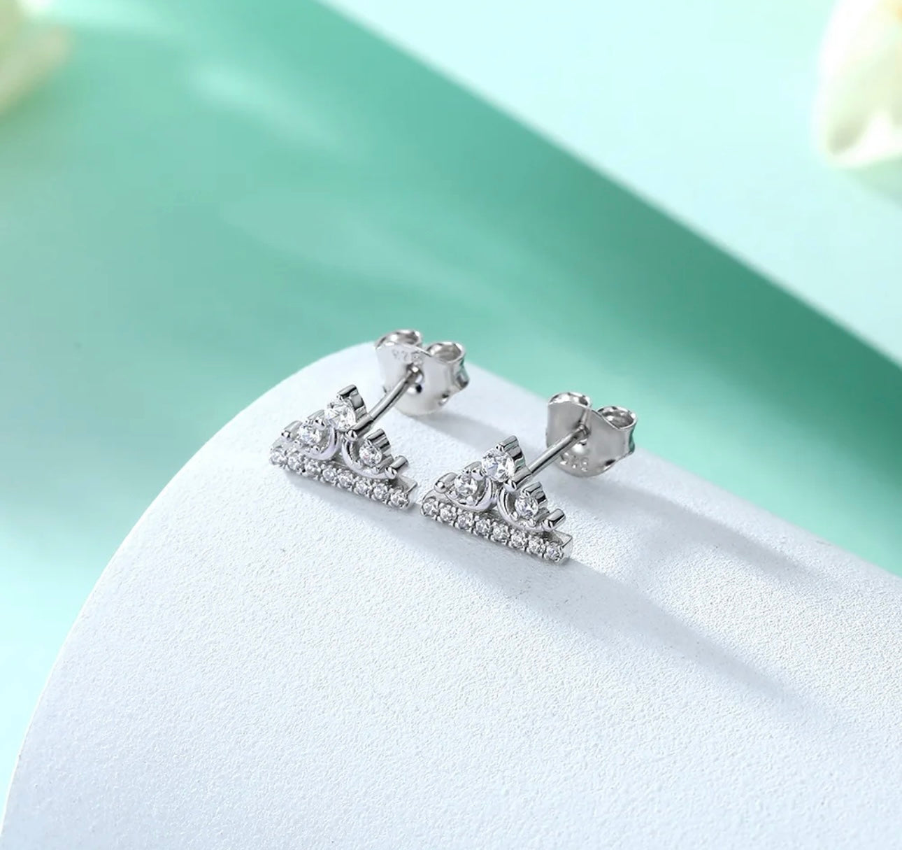 Zircon Crown 925 Sterling Silver Earrings