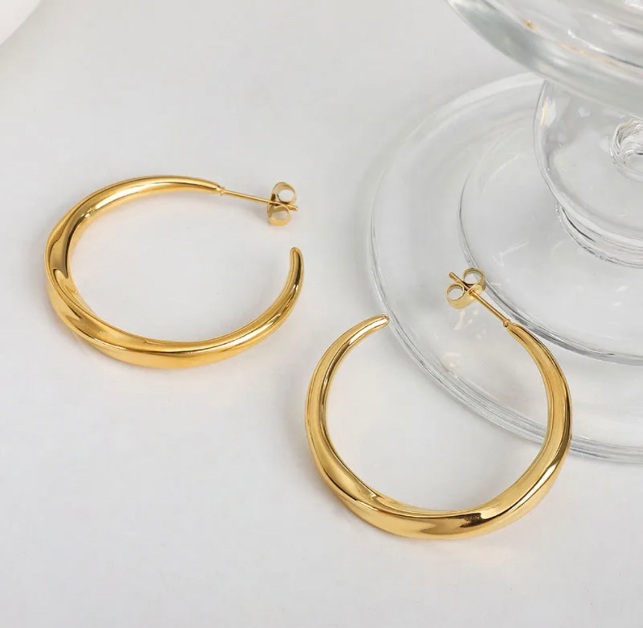 18 K earrings, PVD gold plating