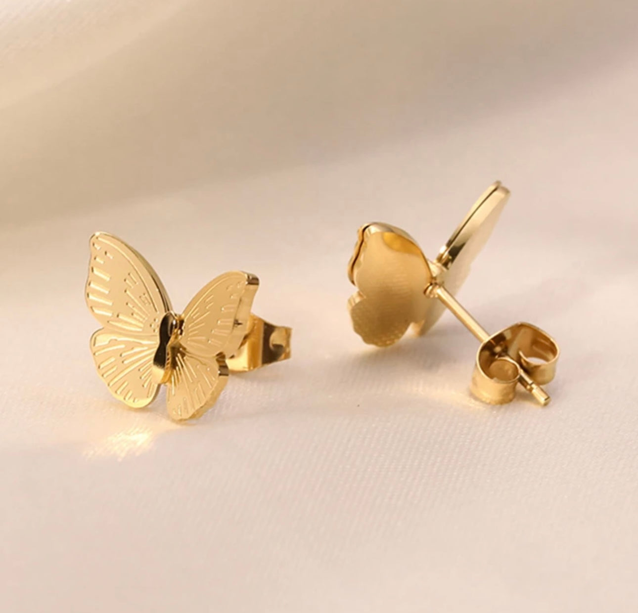 Butterfly earrings, 18K gold plated