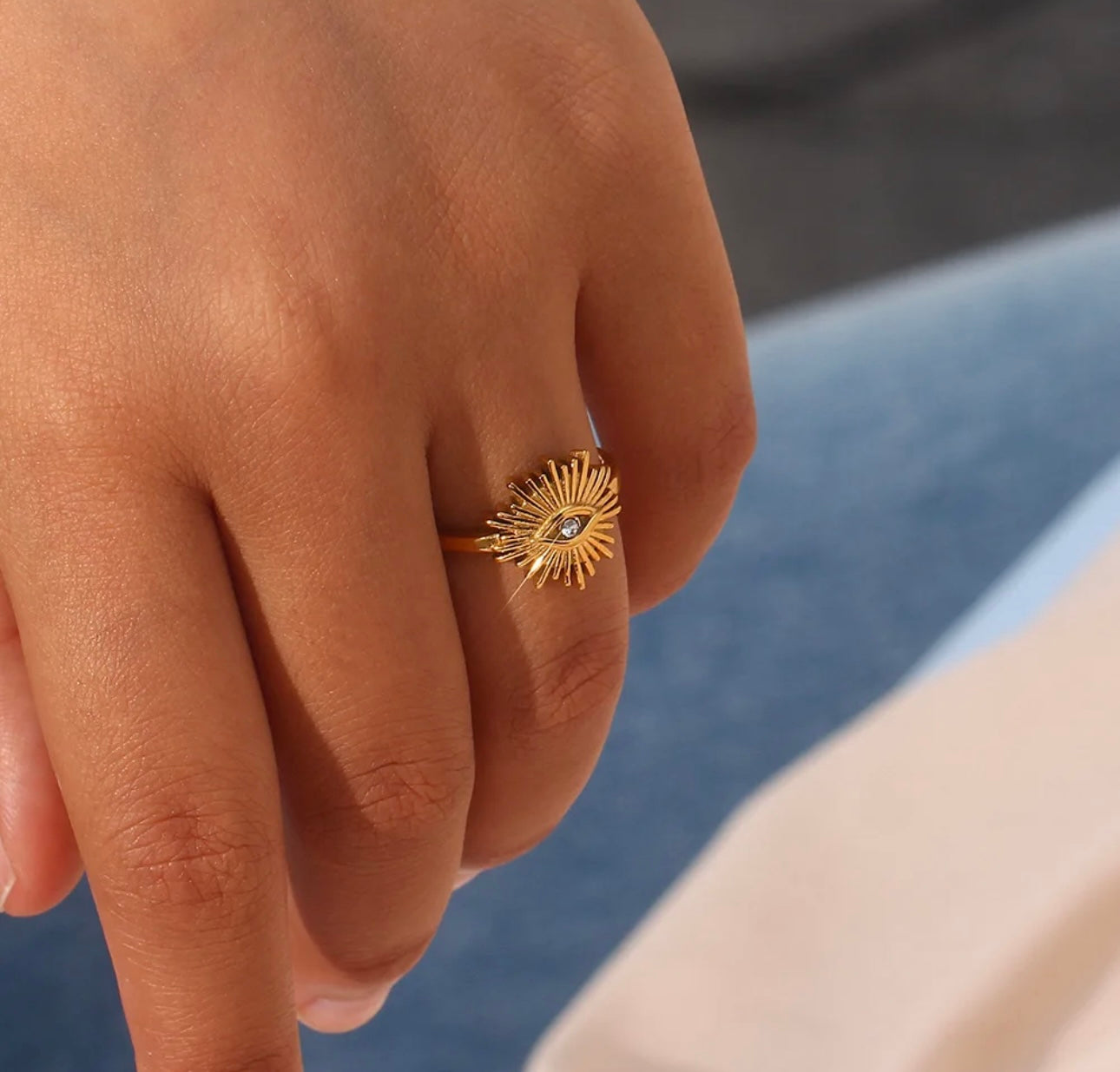 Ring, ajustable, 18k gold plated