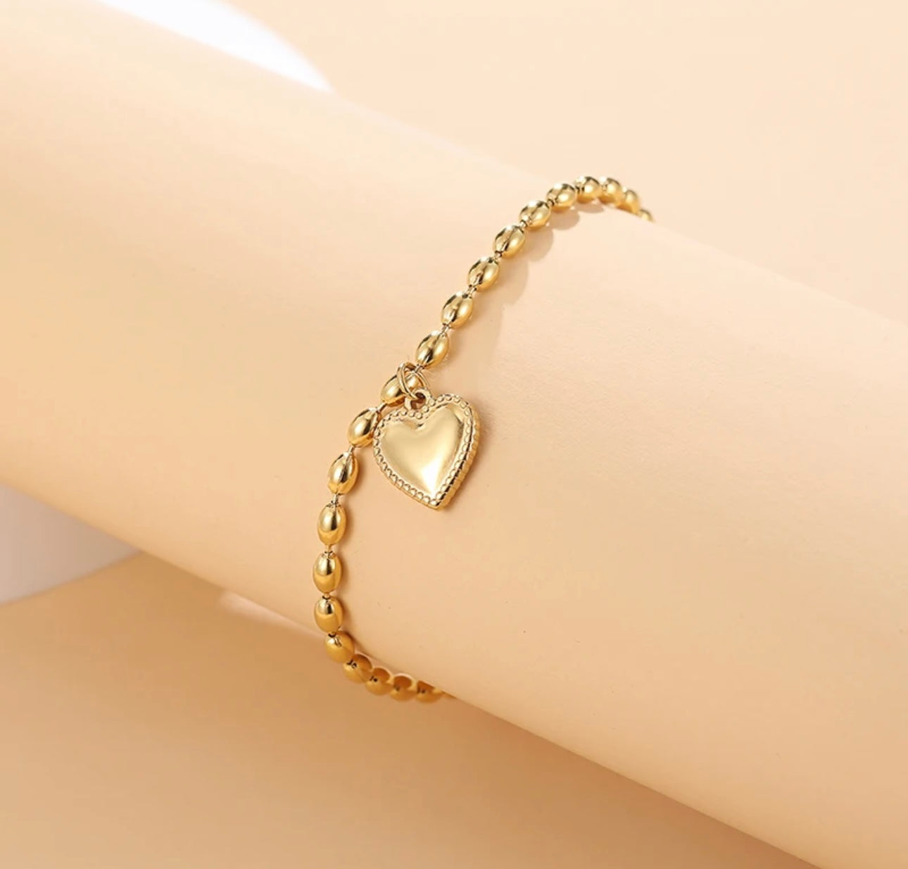 18K Gold Plated Heart Charm Bracelet